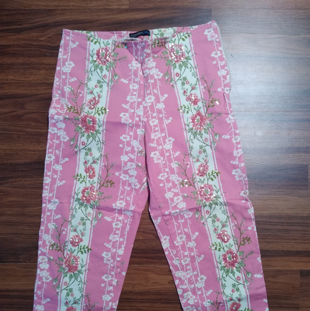 Unique Floral Pants with Sequins